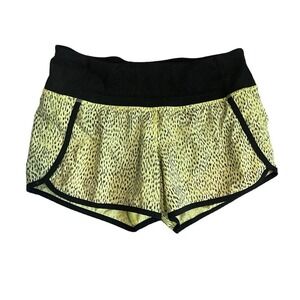 Lululemon Dottie Dash Run Times Shorts Yellow Black SIZE 4